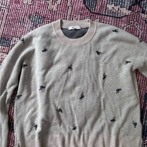 Madewell Women's Tan Sweater with Black Embroidery